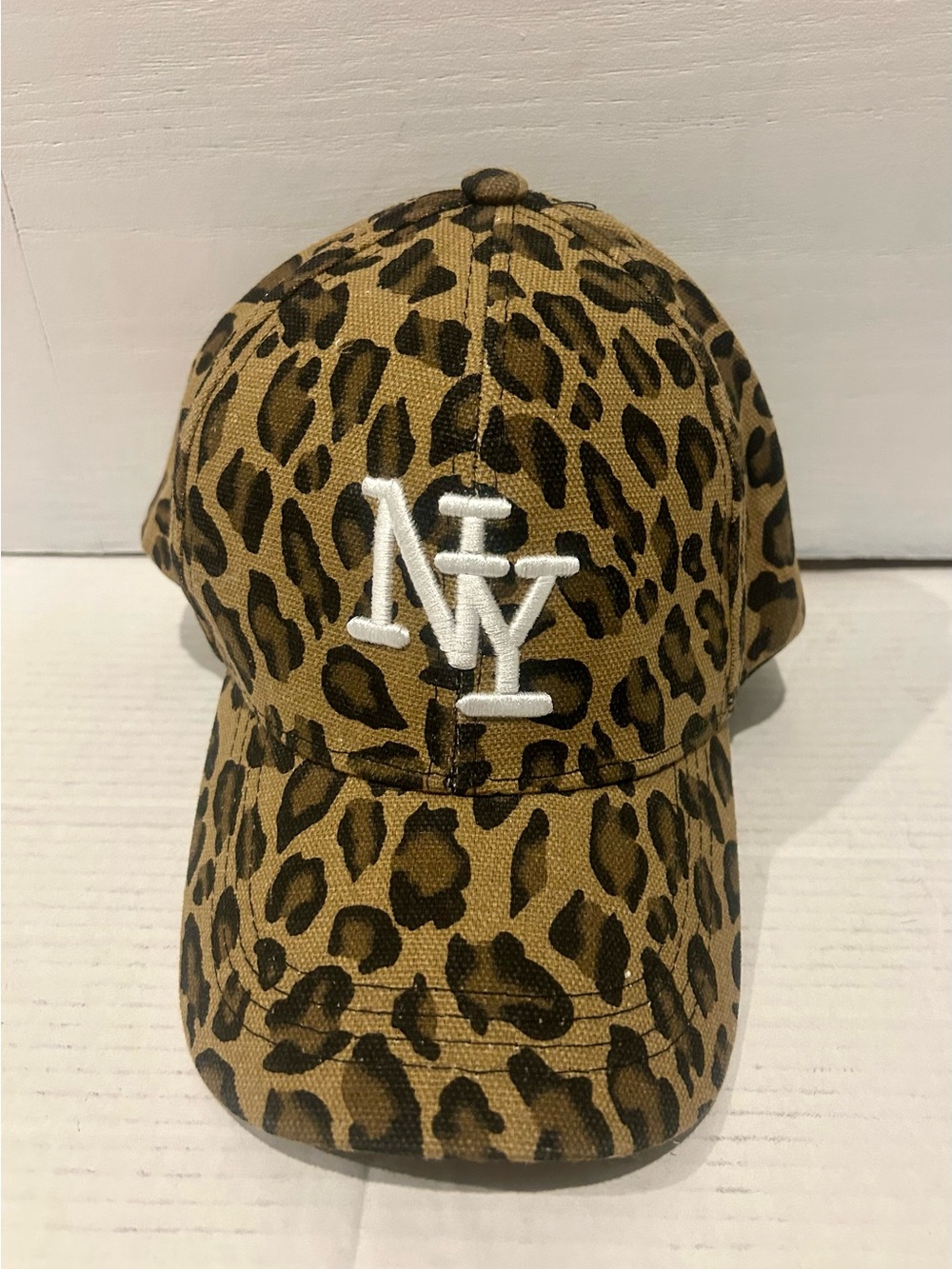 Source Unknown Leopard Print Women’s Cap with White NY Embroidery